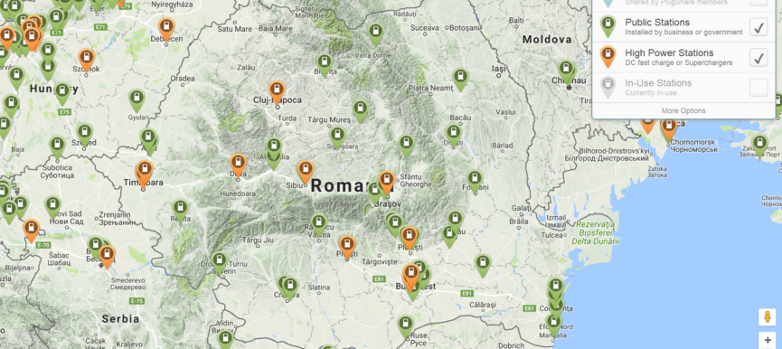 Dinamica dezvoltarii infrastructurii statiilor de incarcare pentru vehiculele electrice in Romania in primele 6 luni ale 2017